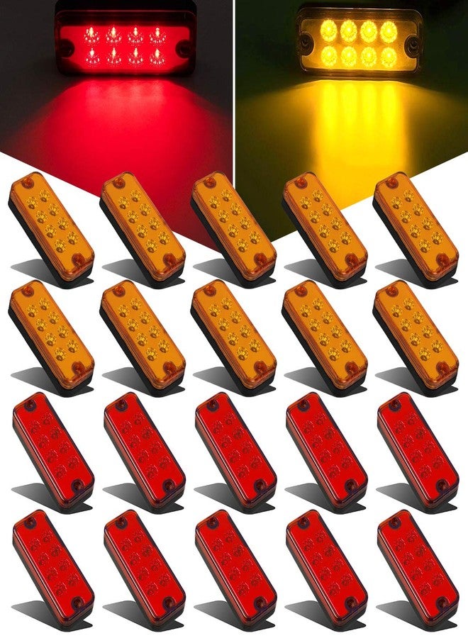 Partsam مصابيح جانبية من بارتسام، 20 × 4، للسيارات والشاحنات والمقطورات، 8 مصابيح LED كهرمانية/حمراء - Image 1