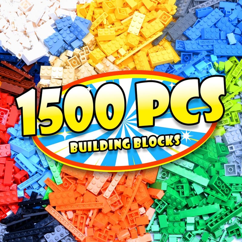 Lekebaby Classic 1500 Pieces Building Bricks Kit Basic Brick Set Classic Colors for Kids Creative Play, Compatible with All Major Brands, Gifts Educational Toy for Boys Girls 6 Years Old and Up - Image 1