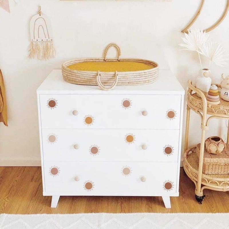 funlife Peel and Stick Boho Sun Wall Decals, Self Adhesive Sunshine Wall Stickers Rustic Country, PVC Boho Wall Art Stickers for Kids Bedroom Playroom Nursery Room Home Decor Decal - Image 5