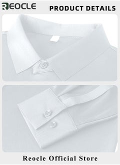 REOCLE Men's Business Slim Fit Shirt Official Long Sleeve Stretch Dress Shirt Wrinkle-Free Regular Fit Button Down Shirts  - Image 5