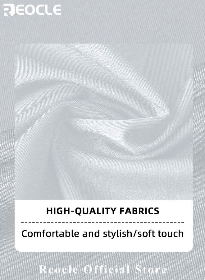 REOCLE Men's Business Slim Fit Shirt Official Long Sleeve Stretch Dress Shirt Wrinkle-Free Regular Fit Button Down Shirts  - Image 3
