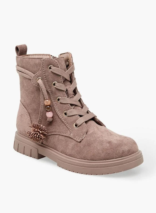 Little Missy Girls Textured Lace-Up Ankle Boots