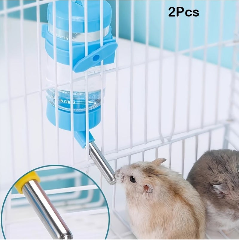 2 Pcs 4.23oz Hamster Water Bottle Drinker Automatic Feeder Guinea Pig Rabbit Anti Leak Upright Waterer Assorted Varieties - Image 1