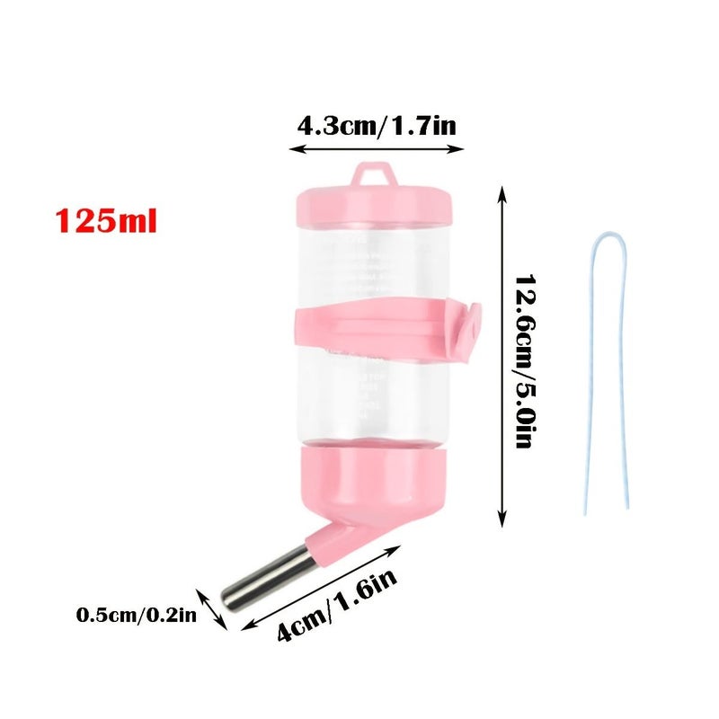2 Pcs 4.23oz Hamster Water Bottle Drinker Automatic Feeder Guinea Pig Rabbit Anti Leak Upright Waterer Assorted Varieties - Image 2