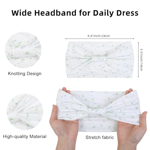 Huachi 4 Packs Wide Headbands for Women Knotted Non Slip Fashion Cute Floral Printed Head Bands for Women’s Hair Large African Bandana Boho Hairbands Yoga Running Sports Workout Thick Turban Hair Accessories - Image 3