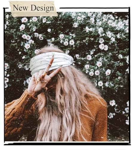 Huachi 4 Packs Wide Headbands for Women Knotted Non Slip Fashion Cute Floral Printed Head Bands for Women’s Hair Large African Bandana Boho Hairbands Yoga Running Sports Workout Thick Turban Hair Accessories - Image 4