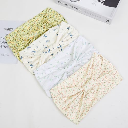 Huachi 4 Packs Wide Headbands for Women Knotted Non Slip Fashion Cute Floral Printed Head Bands for Women’s Hair Large African Bandana Boho Hairbands Yoga Running Sports Workout Thick Turban Hair Accessories - Image 5