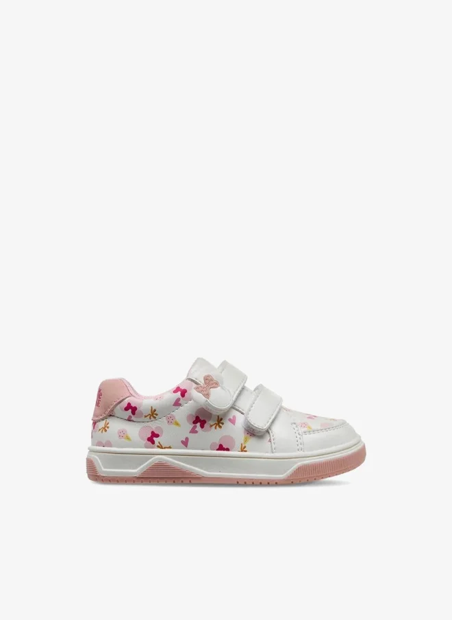 Disney Girls Minnie Mouse Print Hook & Loop Sneakers