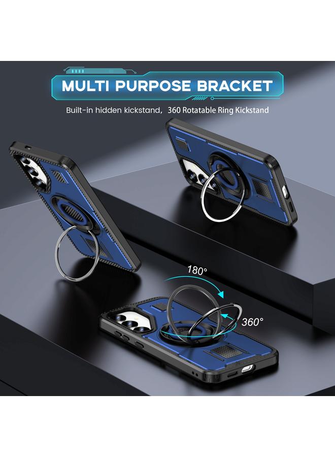 اس-توب جراب لهاتف Samsung Galaxy S24 FE 5G مع حامل حلقي من ألياف الكربون والكمبيوتر الشخصي، جراب هاتف هجين من مادة TPU - Image 2