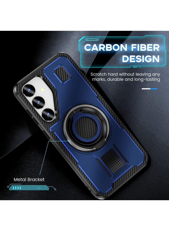 اس-توب جراب لهاتف Samsung Galaxy S24 FE 5G مع حامل حلقي من ألياف الكربون والكمبيوتر الشخصي، جراب هاتف هجين من مادة TPU - Image 5