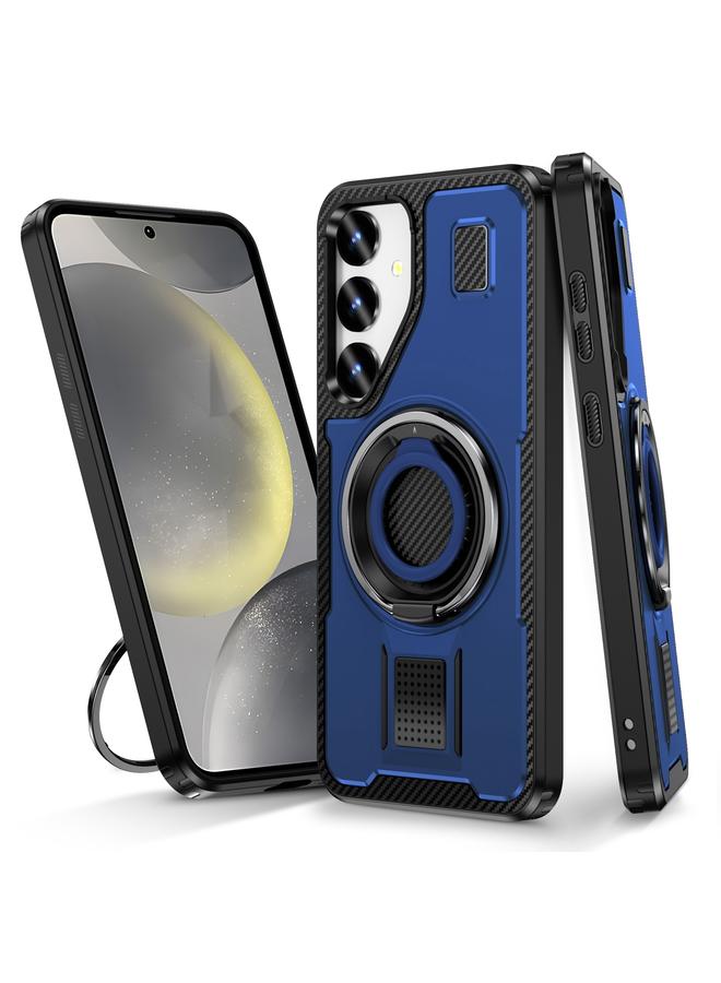 اس-توب جراب لهاتف Samsung Galaxy S24 FE 5G مع حامل حلقي من ألياف الكربون والكمبيوتر الشخصي، جراب هاتف هجين من مادة TPU - Image 1