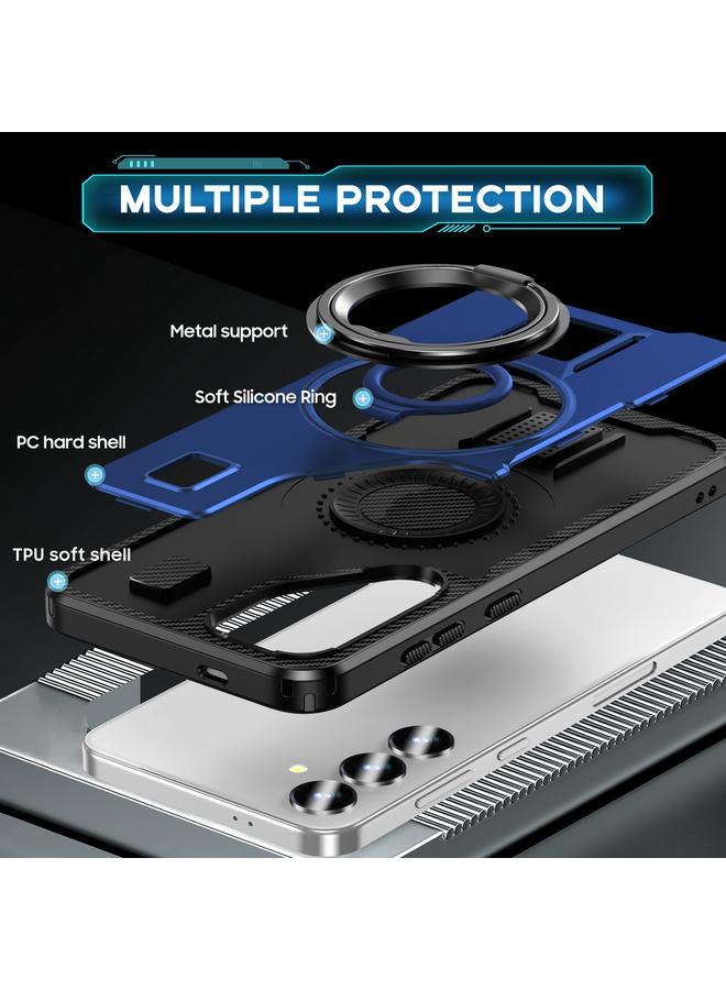 اس-توب جراب لهاتف Samsung Galaxy S24 FE 5G مع حامل حلقي من ألياف الكربون والكمبيوتر الشخصي، جراب هاتف هجين من مادة TPU - Image 4