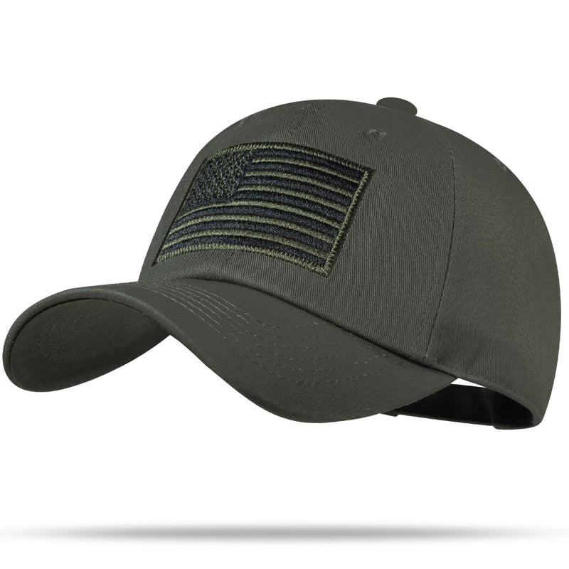 VIONLAN American Flag Hat, Adjustable Fit USA Baseball Cap for Men Women, Dad Hats, Outdoor Ball Caps for Casual Wear Olive - Image 1