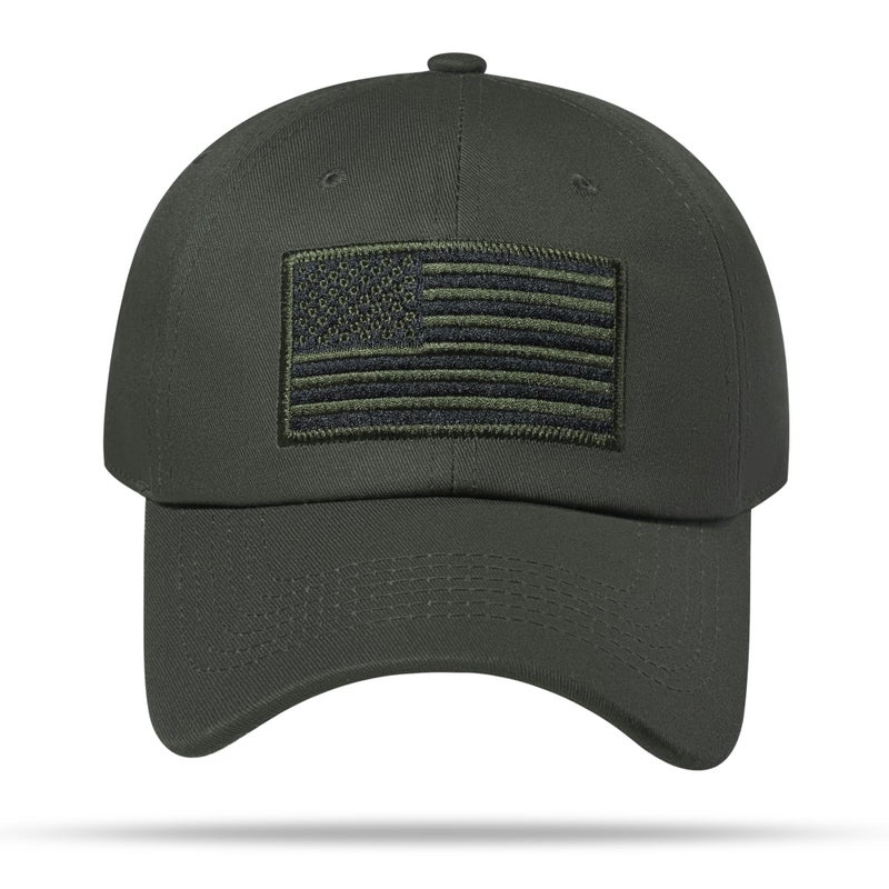 VIONLAN American Flag Hat, Adjustable Fit USA Baseball Cap for Men Women, Dad Hats, Outdoor Ball Caps for Casual Wear Olive - Image 2