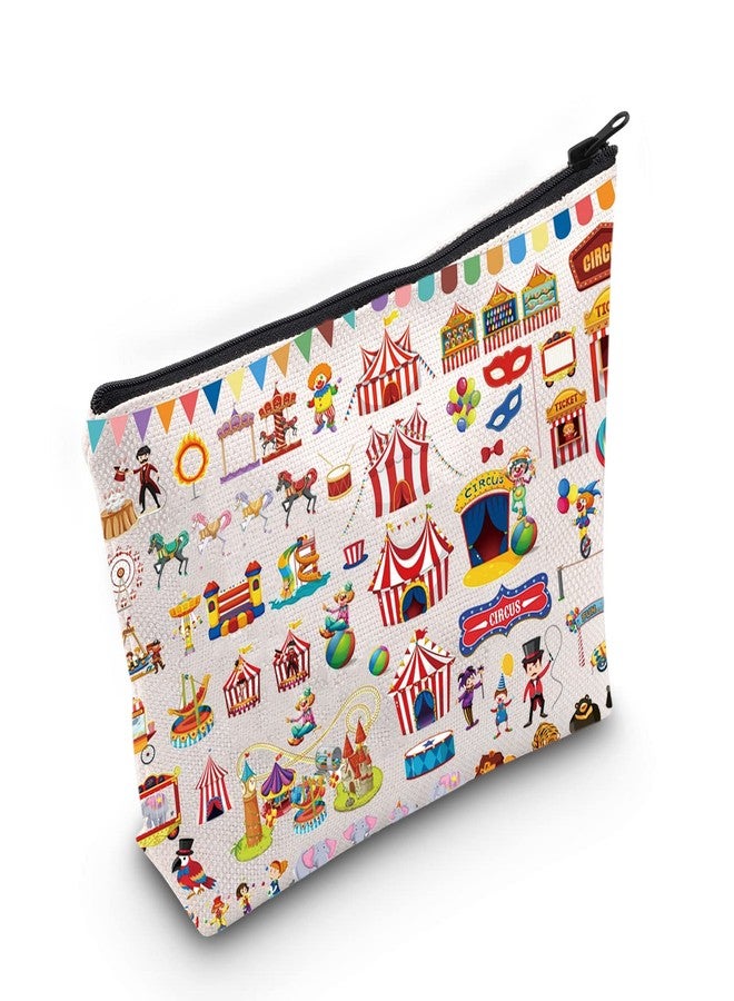 LEVLO Circus Cosmetic Make Up Bag Gift For Circus Fans Circus Animals Jokers Circus Tent Zipper Pouch Bag Circus Merchandise (Circus) - Image 1