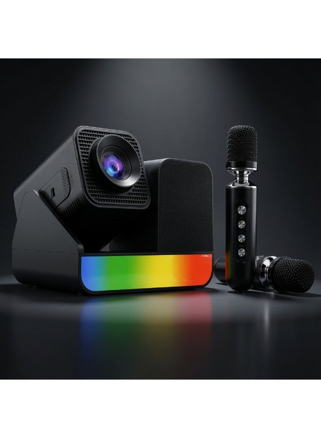 Smartberry HT36 Pro HD Smart Projector with 4K HDR Support, Wireless Connectivity, USB Media Playback, Built-In HiFi Speaker, Portable Home Cinema Projector with 2 Wireless Microphones for Movies, Gaming & Presentations - Image 3