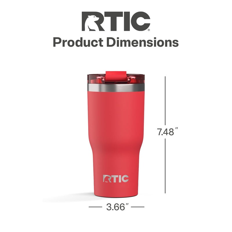 RTIC 20oz Essential Tumbler with Lid, Ceramic Lined, Insulated, Stainless Steel, Metal, Double Wall Vacuum-Insulation, Travel Cup for Iced Coffee, Tea, Hot and Cold Drink, Flag Red - Image 4