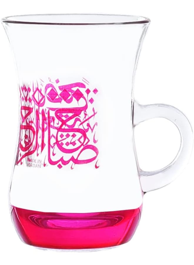 Dimlaj Orchid Printed Finest Durable Glass Terkish Tea Set, 6 Pieces - Image 3