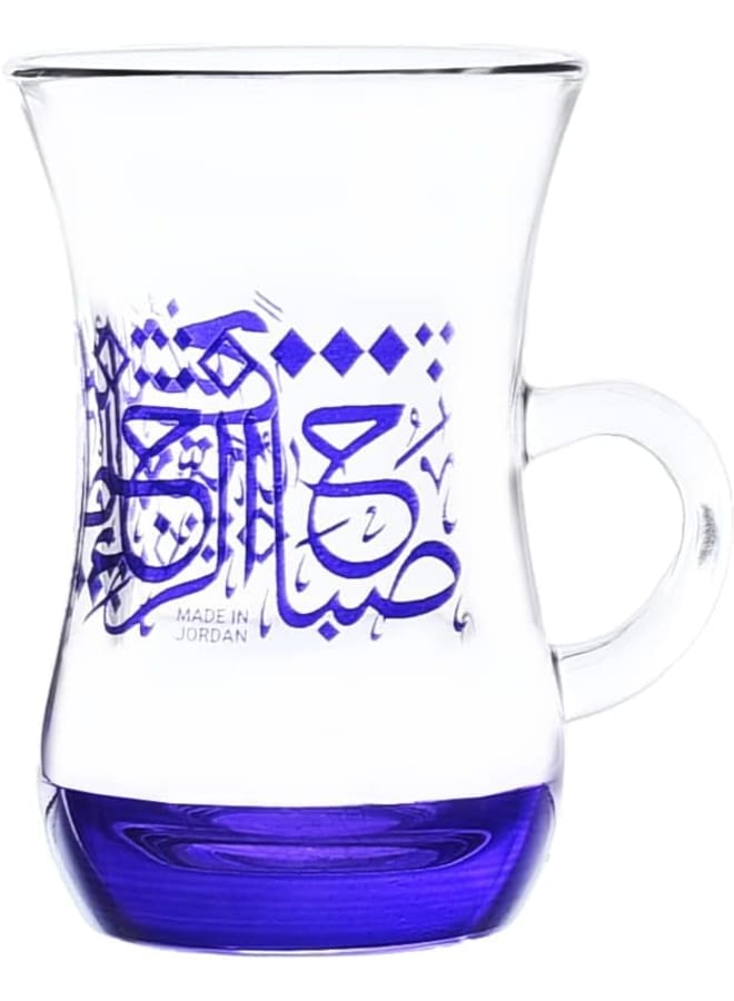 Dimlaj Orchid Printed Finest Durable Glass Terkish Tea Set, 6 Pieces - Image 2