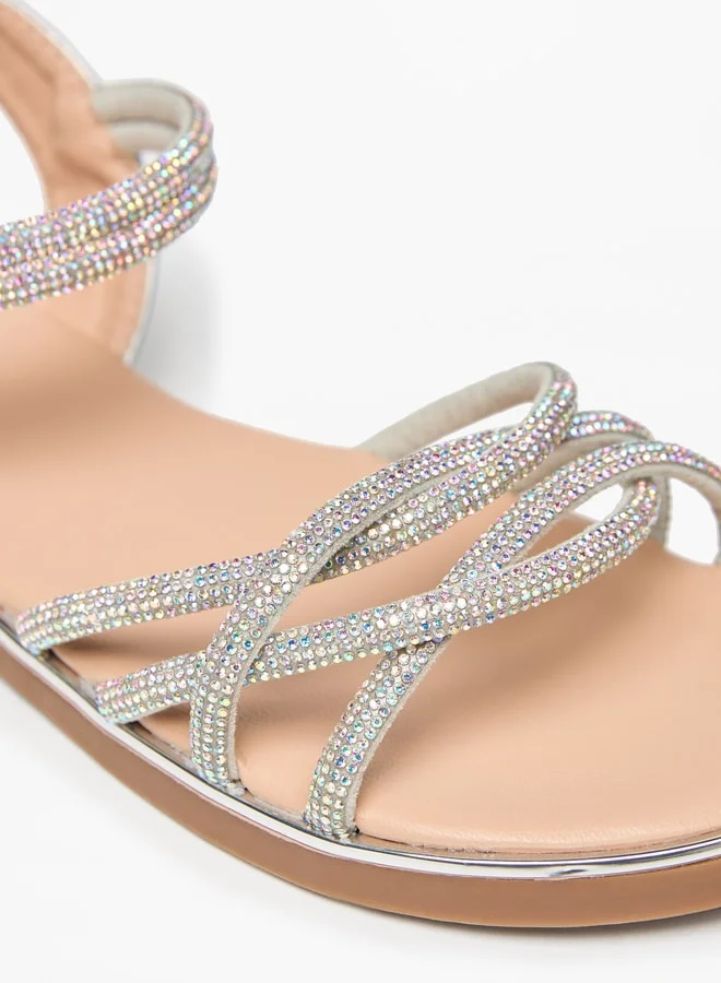 فلورا بيلا من شو إكسبرس Girls Embellished Flat Sandals With Hook And Loop Closure