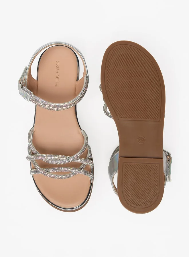 فلورا بيلا من شو إكسبرس Girls Embellished Flat Sandals With Hook And Loop Closure