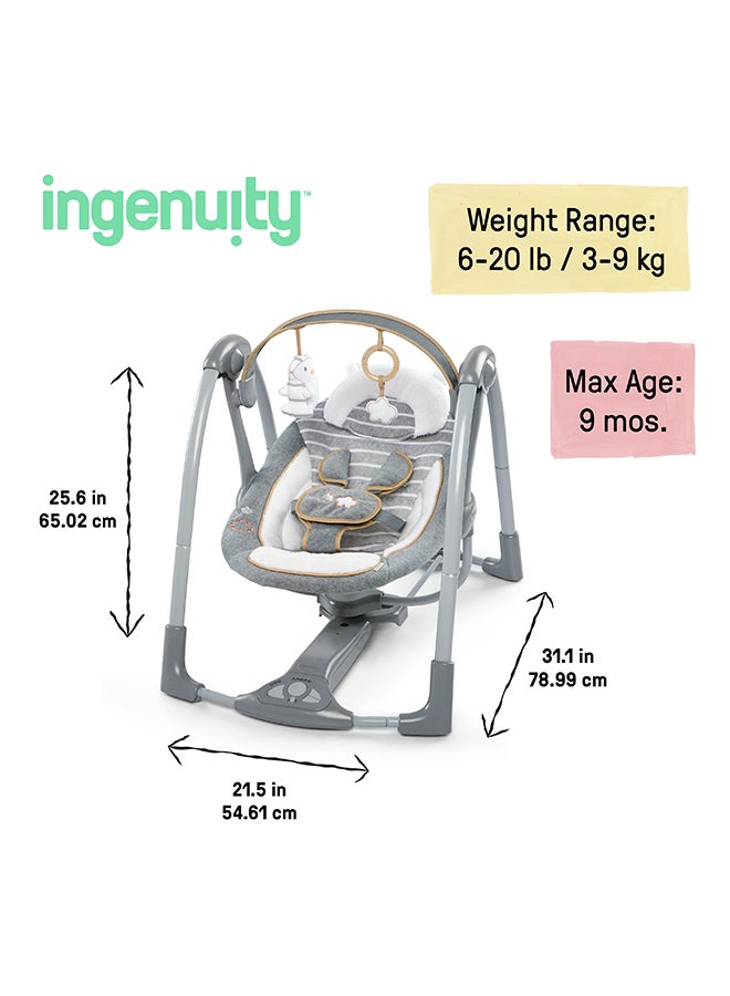 ingenuity Boutique Collection Swing n Go Portable Swing - Bella Teddy - Image 2