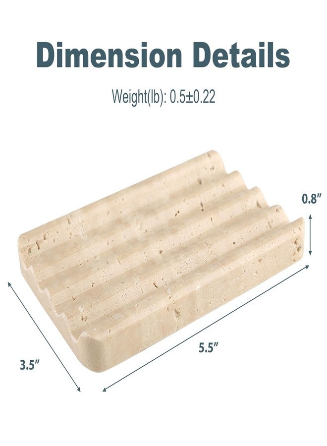 Karibiber Marble Soap Dish, Beige Travertine Bar Soap Holder Shower, Large Bathroom Soaps Saver, Easy Cleaning Natural Stone Sponge Holder for Kitchen Sink, Executive Jewelry Ring Tray - Image 5
