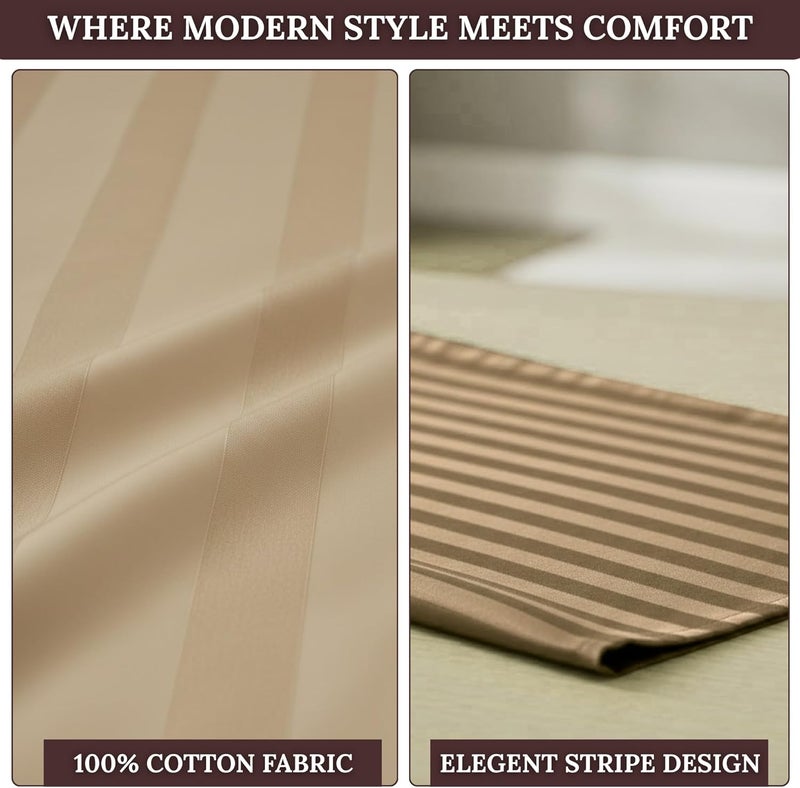 OSBED® Stripe 3 Piece Duvet Cover Set - Hotel Style Striped Duvet Cover & 2 Pillow Shams - Breathable Microfiber Fabric - Beige, Twin XL - Image 5