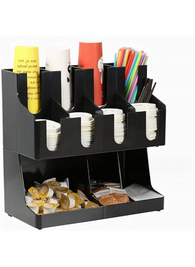 TRASSLE Coffee Condiment Organizer Commercial Cup and Lid Holder Coffee Cup and Condiment Organizer Breakroom Coffee Station Organizer for Coffee Milk Tea Shop  - Image 1