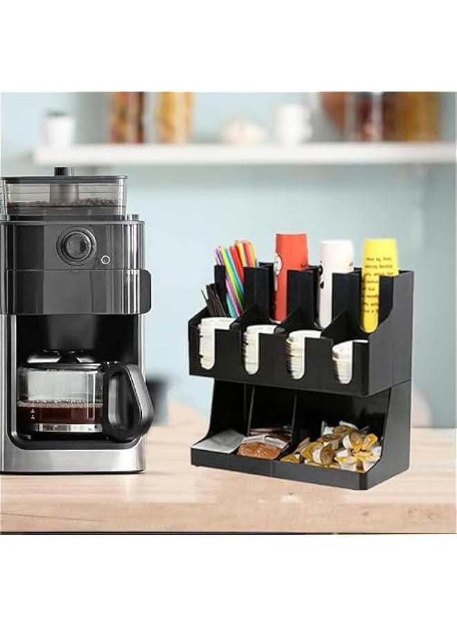 TRASSLE Coffee Condiment Organizer Commercial Cup and Lid Holder Coffee Cup and Condiment Organizer Breakroom Coffee Station Organizer for Coffee Milk Tea Shop  - Image 2
