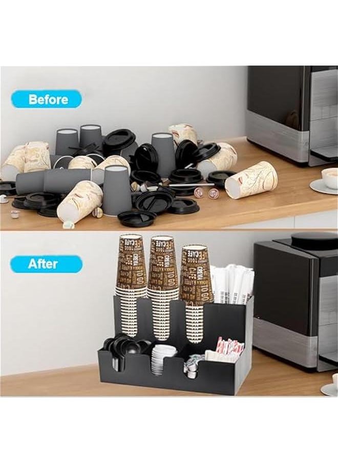 TRASSLE Coffee Condiment Organizer Commercial Cup and Lid Holder Coffee Cup and Condiment Organizer Breakroom Coffee Station Organizer for Coffee Milk Tea Shop  - Image 3