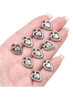 Silver Plated Heart Butterfly Knot Pendant DIY Handmade Necklace Bracelet Charm Jewelry Accessories Material Wholesale Hollow double heart 12x 15mm aperture about 2mm 20/bag