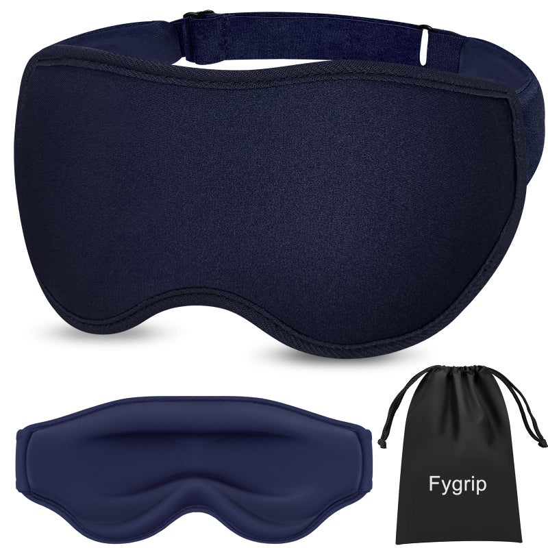 Fygrip 3D Eye Mask Sleep Mask for Men & Women, 100% Pressure-Free & Light Block-Out Eye Mask for Sleep with Easy Adjustable Strap, Night Eye Cover for Travel, Blue - Image 1