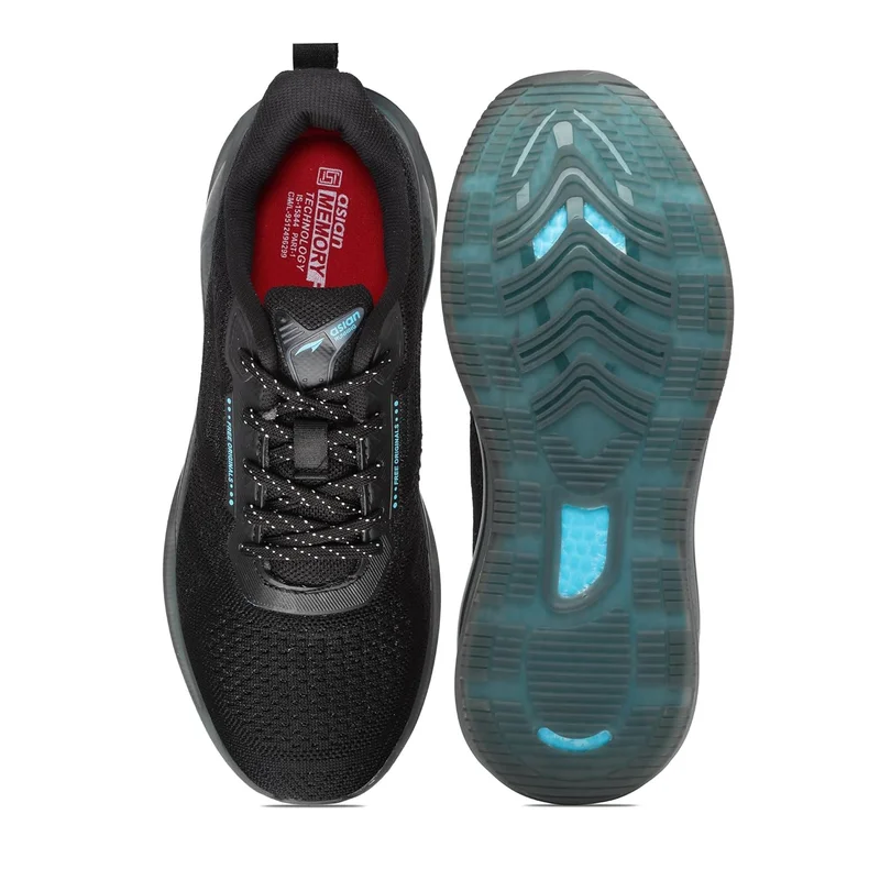 أسيان Black Firozi Running Shoes for Men and Boys