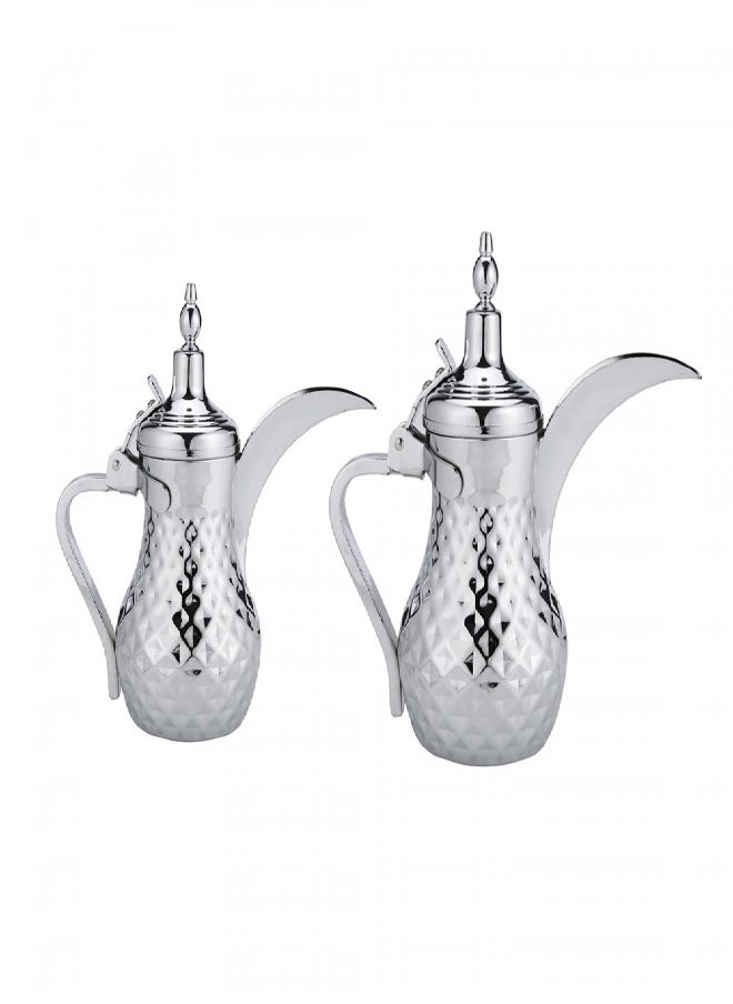 AL SANIDI - Raslan Indian Stainless steel Arabic Coffee Dallah, Raslan Dallah, Silver, capacity 1.35 L - Image 1