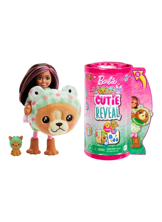 Barbie Cutie Reveal Chelsea Doll & Accessories, Animal Plush Costume & 6 Surprises Including Color Change, Puppy As Frog