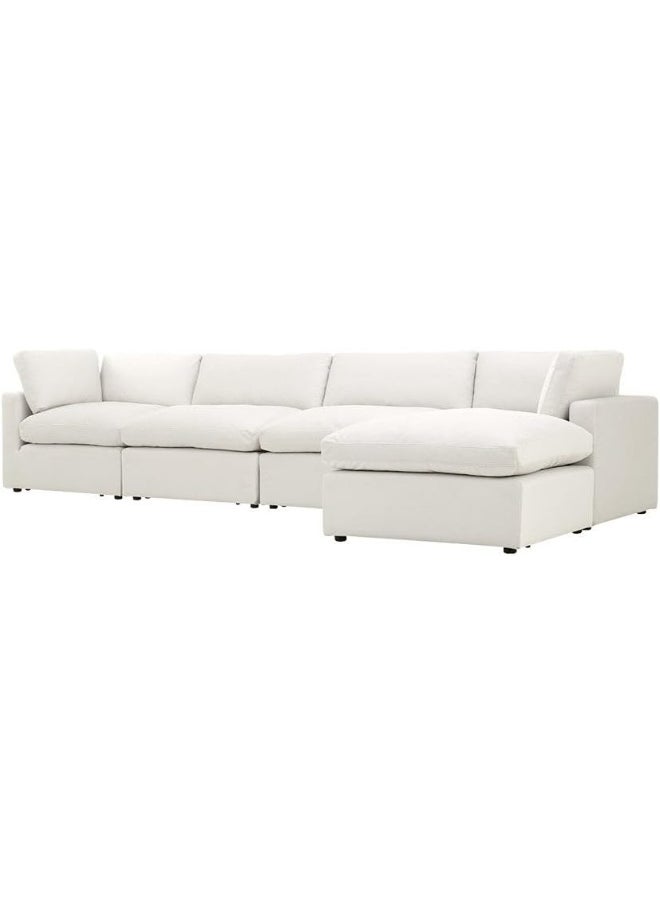 LUXURY LUXE Luxury Luxe Cloud fabric 4 Seater sofa | Custom-Made Liquid Repellent Sectional Sofa | Stain & Spill Resistant White Pet-Friendly Fabric Modular Couch (White, Single Seater With Footstool)  - Image 1