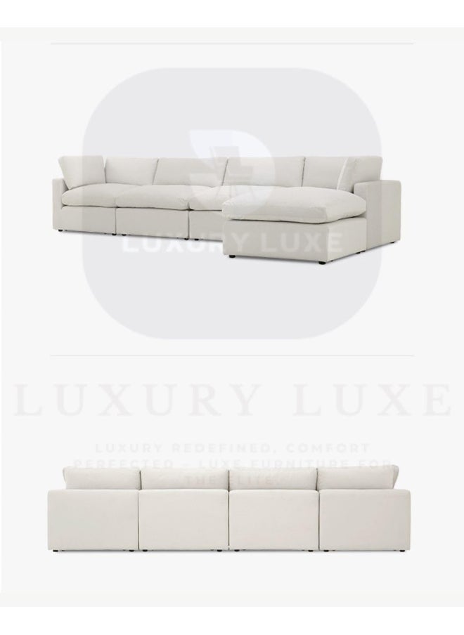 LUXURY LUXE Luxury Luxe Cloud fabric 4 Seater sofa | Custom-Made Liquid Repellent Sectional Sofa | Stain & Spill Resistant White Pet-Friendly Fabric Modular Couch (White, Single Seater With Footstool)  - Image 5