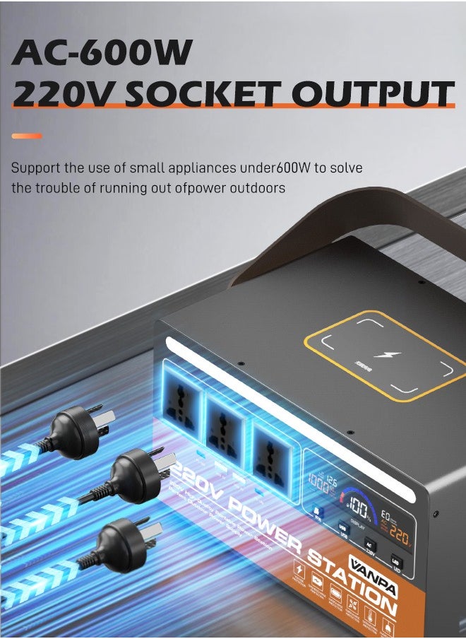 VANPA 600W Portable Power Station 360/480WH AC 220V Output Large Capacity Lithium Battery Solar Generator Powerbank For Camping  - Image 3