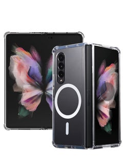 Magnetic Case Compatible with Samsung Galaxy Z Fold 3 5g Case, Compatible with MagSafe Wireless Charging, Transparent Anti-Scratch Back Shockproof Protective Slim Thin Phone Case Cover, Clear