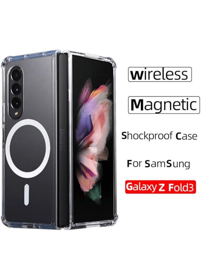 Generic - Magnetic Case Compatible with Samsung Galaxy Z Fold 3 5g Case, Compatible with MagSafe Wireless Charging, Transparent Anti-Scratch Back Shockproof Protective Slim Thin Phone Case Cover, Clear - Image 1