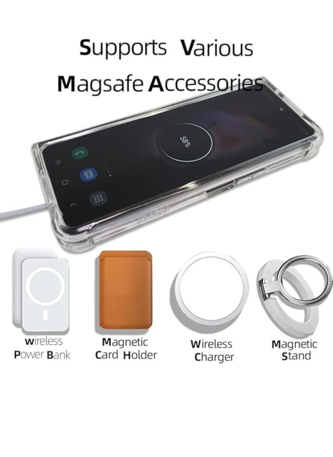 Generic - Magnetic Case Compatible with Samsung Galaxy Z Fold 3 5g Case, Compatible with MagSafe Wireless Charging, Transparent Anti-Scratch Back Shockproof Protective Slim Thin Phone Case Cover, Clear - Image 1