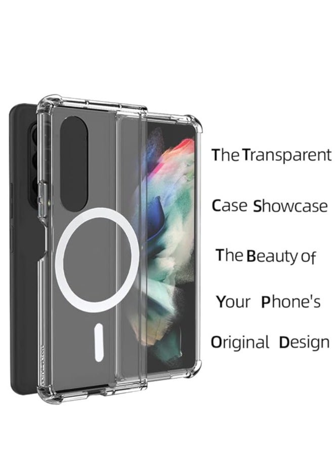 Generic - Magnetic Case Compatible with Samsung Galaxy Z Fold 3 5g Case, Compatible with MagSafe Wireless Charging, Transparent Anti-Scratch Back Shockproof Protective Slim Thin Phone Case Cover, Clear - Image 1
