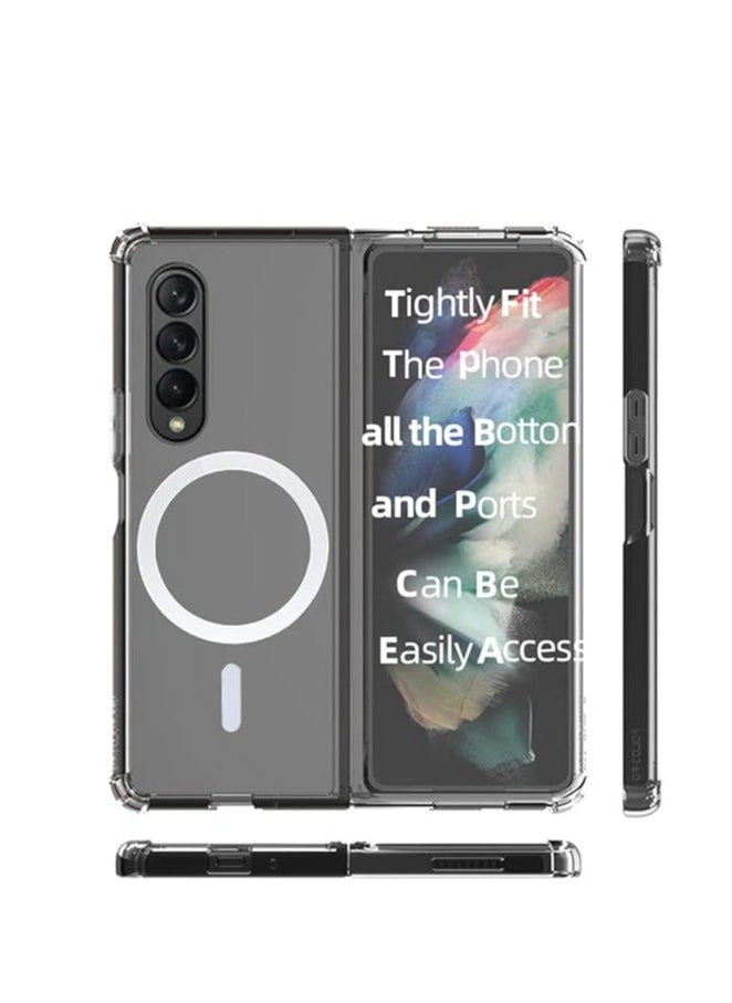 Generic - Magnetic Case Compatible with Samsung Galaxy Z Fold 3 5g Case, Compatible with MagSafe Wireless Charging, Transparent Anti-Scratch Back Shockproof Protective Slim Thin Phone Case Cover, Clear - Image 1