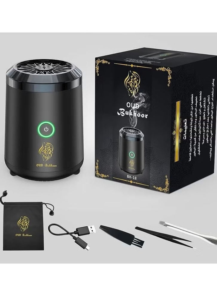 Oud Bukhoor New colored electric incense burner with LED lights in black - Image 4