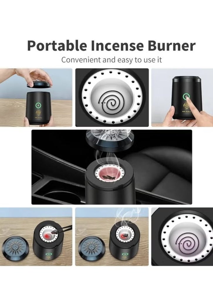 Oud Bukhoor New colored electric incense burner with LED lights in black - Image 3