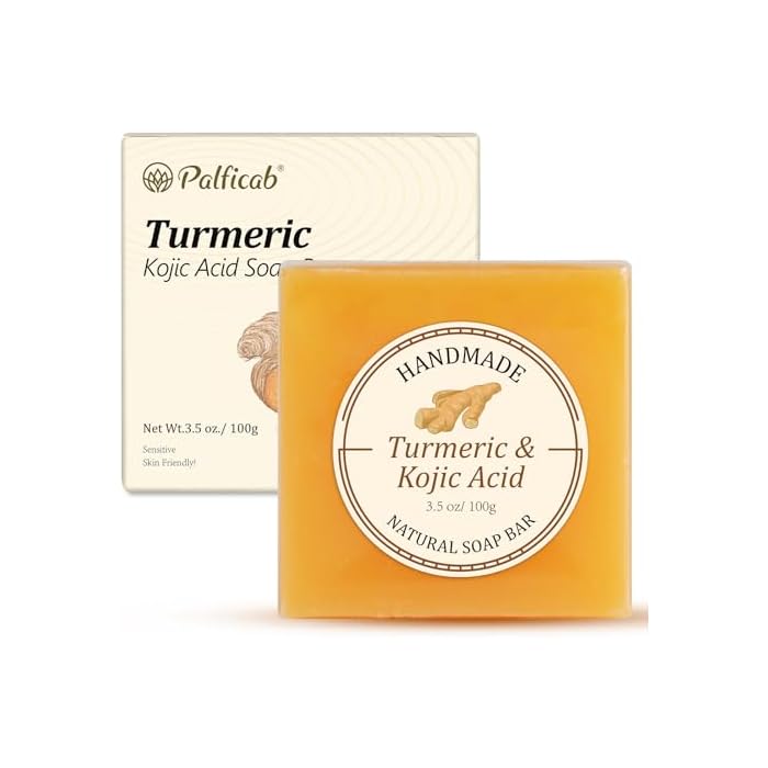 Kojic Acid Soap for Dark Spots & Uneven Skin Tone – Turmeric Brightening Cleansing Bar with Vitamin C, Shea Butter & Hyaluronic Acid – Face & Body Soap for Radiant-Looking Skin, 3.5 oz