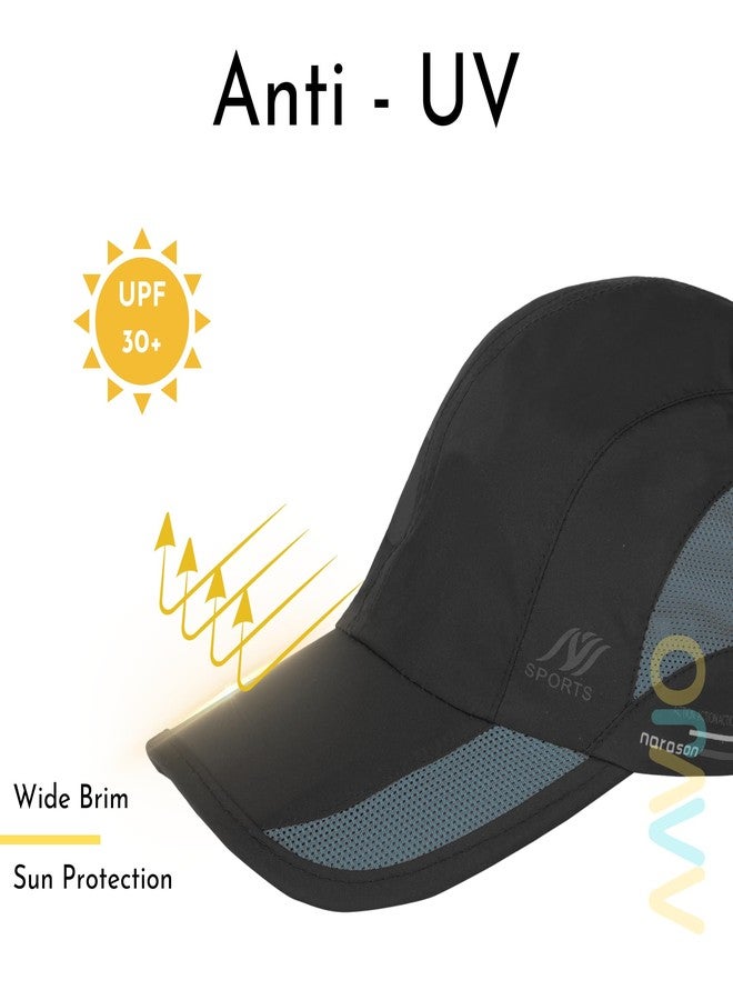 Aavjo Polyester Quick Dry Baseball Cap Hat Topi For Men Women L Beach Cricket Sports Running Cap (Black) - Image 4