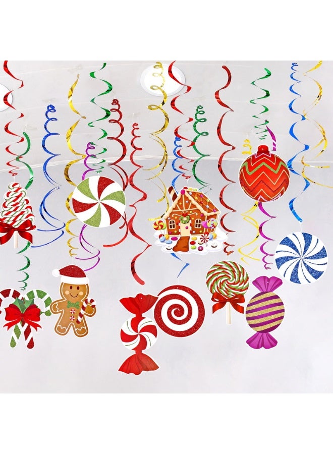 31 pieces of Christmas decorations, spiral hanging ornaments, Merry Christmas, party decoration for the ceiling, Christmas tree decorations - Image 1