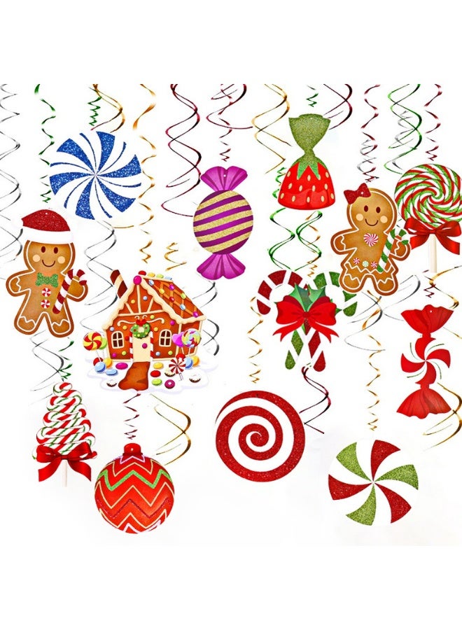 31 pieces of Christmas decorations, spiral hanging ornaments, Merry Christmas, party decoration for the ceiling, Christmas tree decorations - Image 2